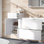 Vicco Midischrank Izan, weiß hochglanz, 37x77cm, mit Schublade und Tür. Badregal für mehr Stauraum.
