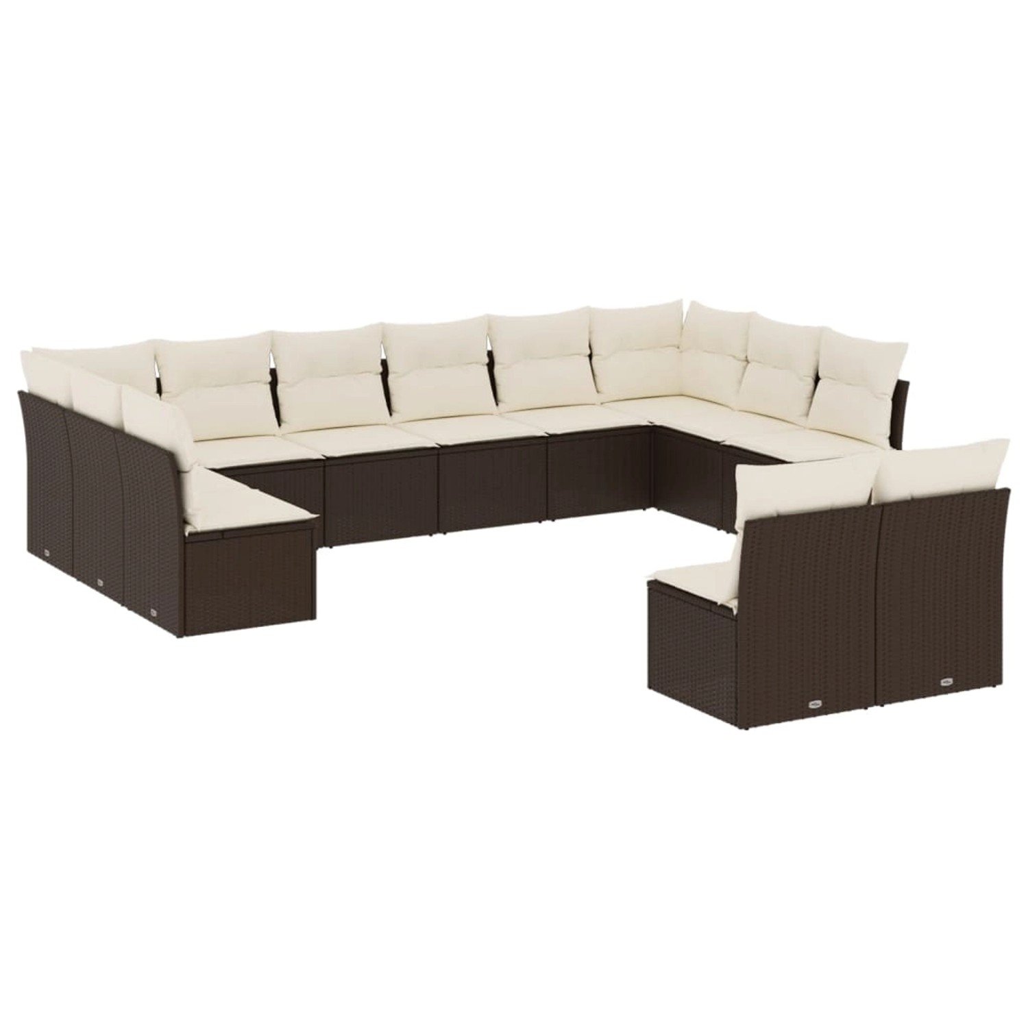 vidaXL 12-Tlg Garten-Sofagarnitur mit Kissen Braun Poly Rattan 3250212 günstig online kaufen