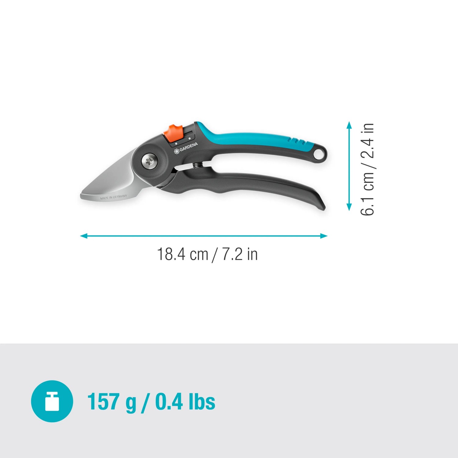 Gardena PremiumCut Gartenschere für frisches Holz, Bypass-Schere mit blau-schwarzem Griff.