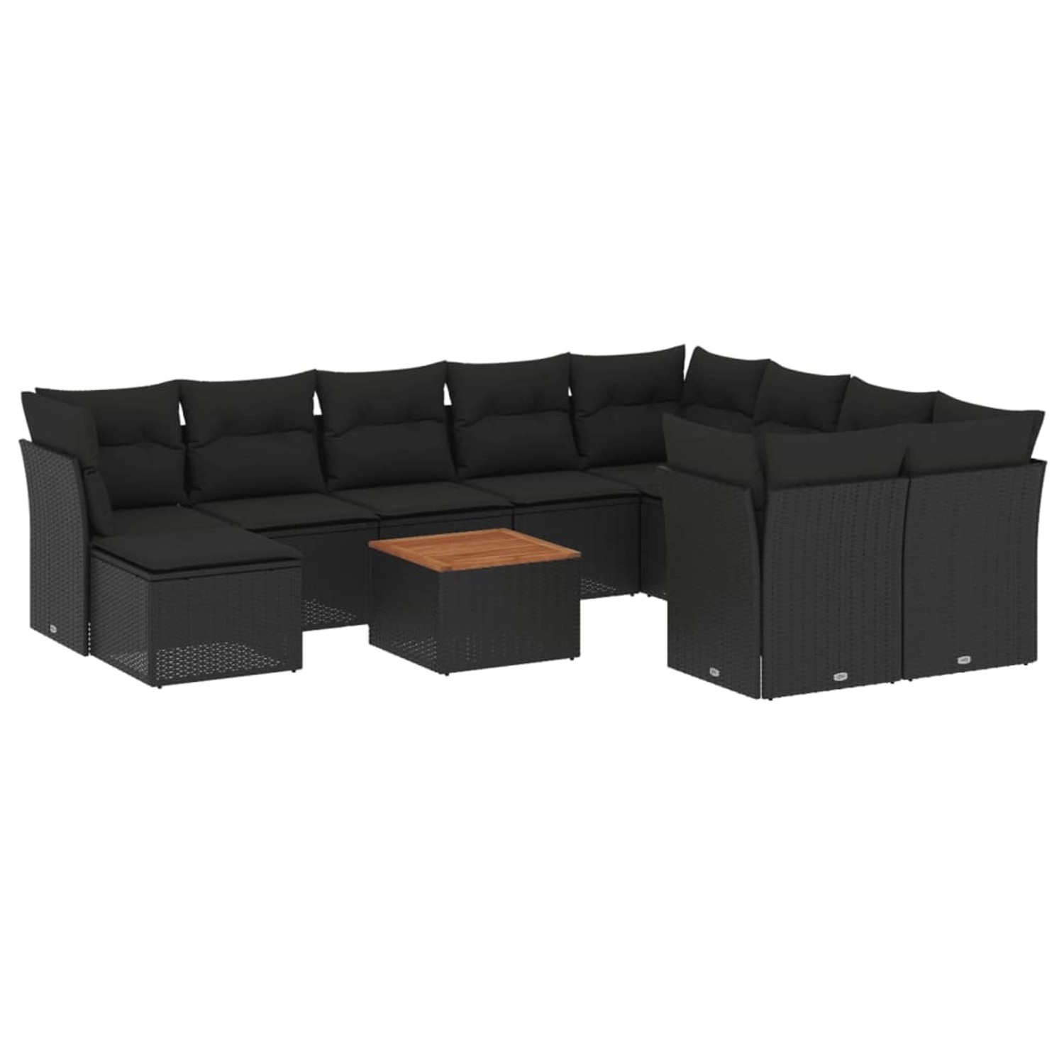 vidaXL 11-Tlg Garten-Sofagarnitur mit Kissen Schwarz Poly Rattan 3256300 günstig online kaufen
