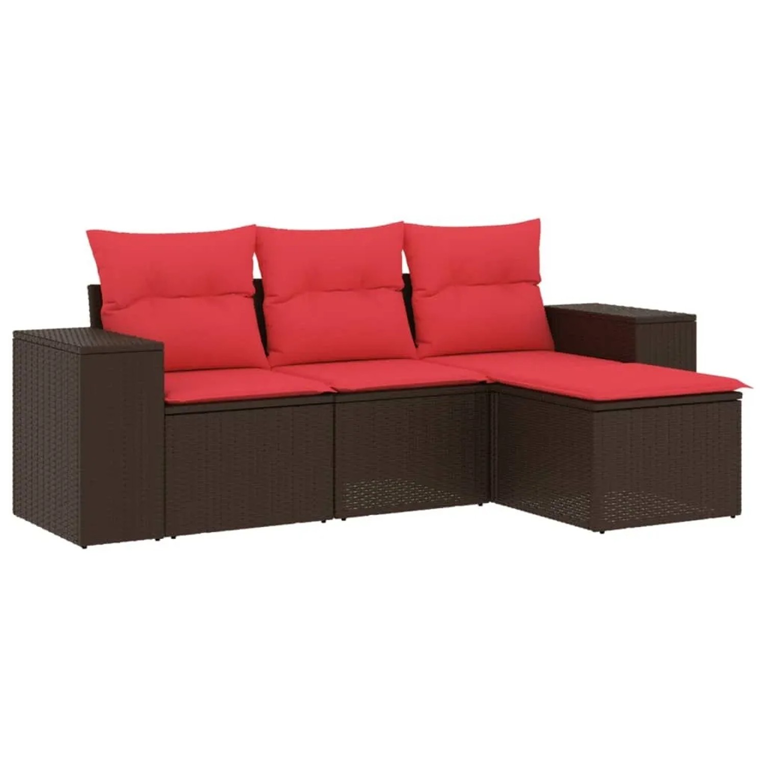 vidaXL 4-Tlg Gartensofa-Set mit Kissen Braun Polyrattan 3222473 günstig online kaufen
