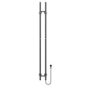 Elektrischer Handtuchtrockner Belvit, Doppelrohr, grau gebürstet, 150 cm hoch. Moderner Heizkörper mit Timerfunktion.