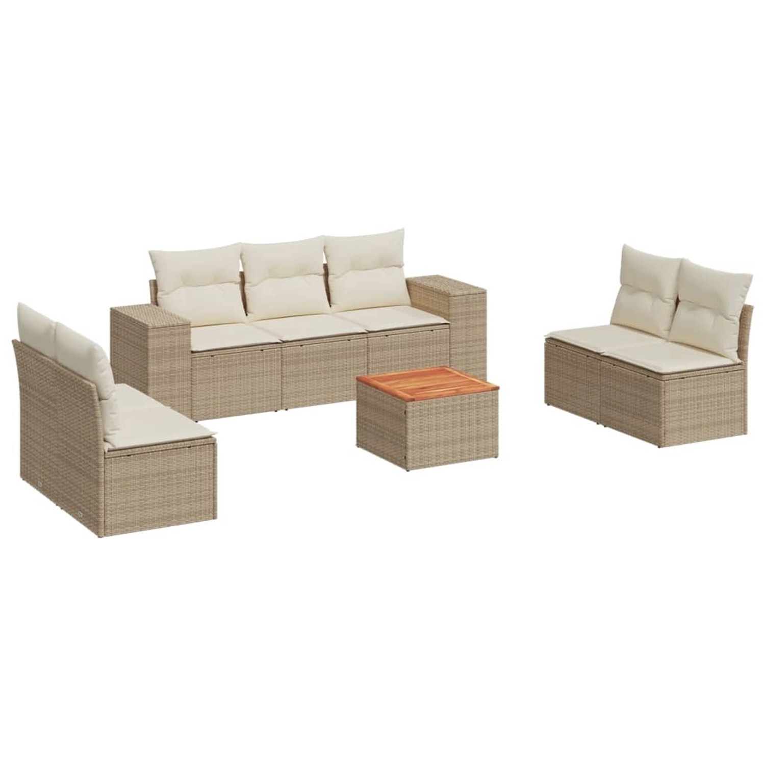 vidaXL 8-Tlg Garten-Sofagarnitur mit Kissen Beige Poly Rattan 3225400 günstig online kaufen