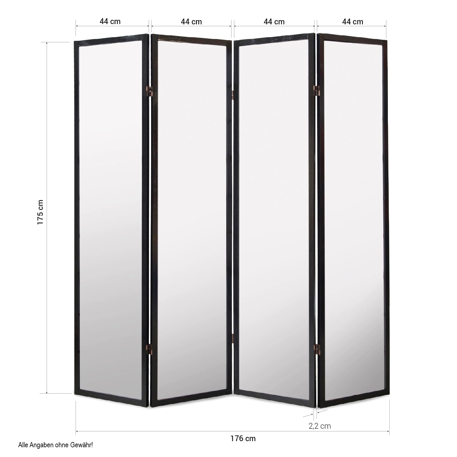 Homestyle4u 4-tlg. Paravent Shoji in Braun 176x175 cm 168_7