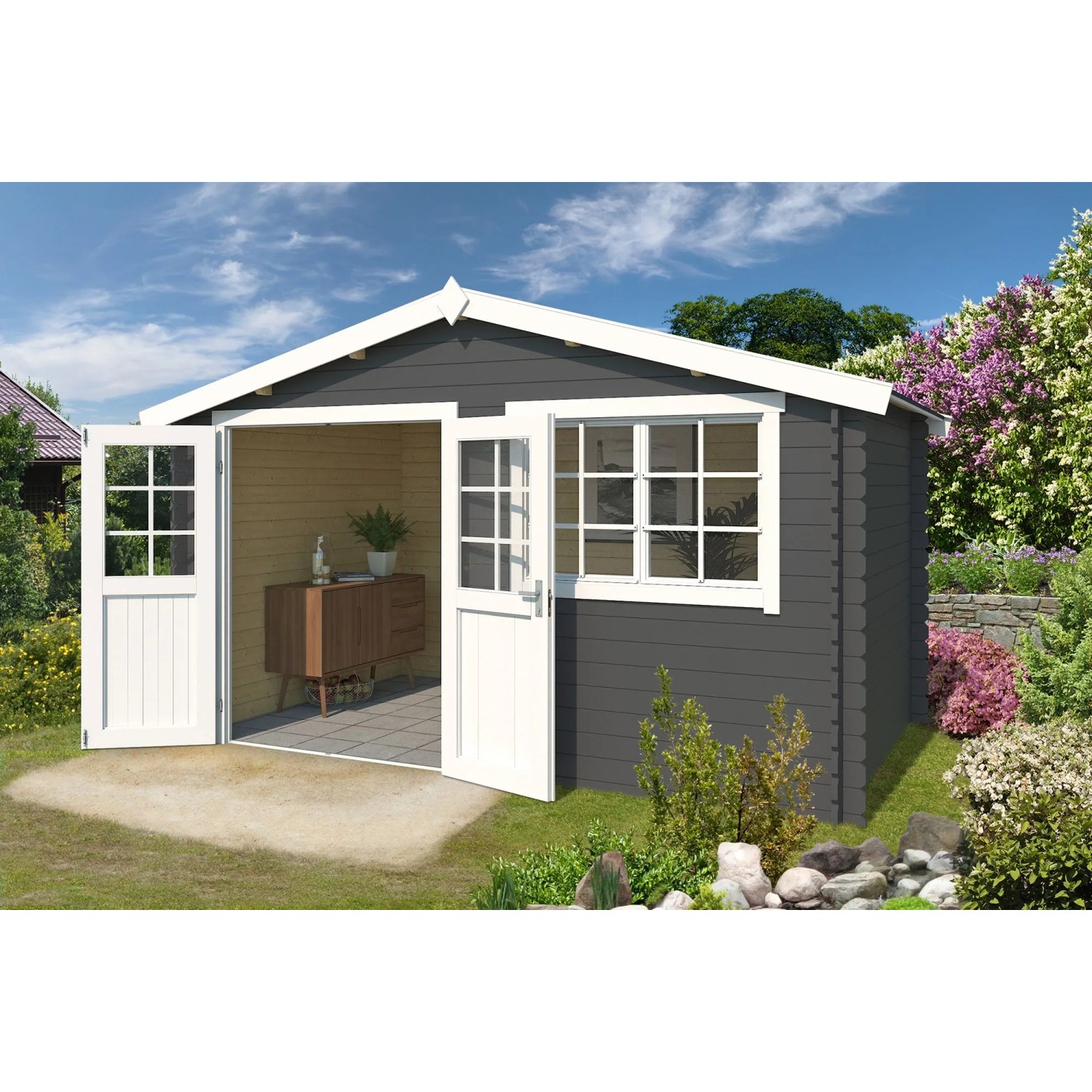 Lasita Gartenhaus Axel 230 Carbongrau 380 cm x 230 cm