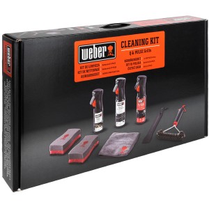 Weber Reinigungsset für Q & Pulse Grills, 8-teilig mit Bürste, Reiniger, Schwamm, Schaber, Spray und Tuch.