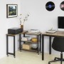 SoBuy L-förmiger Schreibtisch FWT83-PF mit 2 Ablagen und Rollen. Ideal als Beistelltisch oder Computertisch.