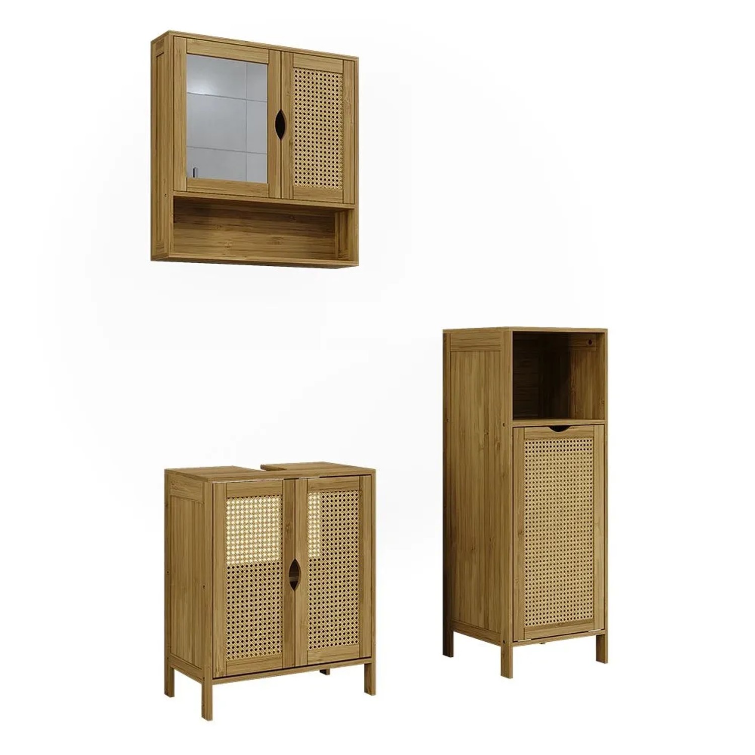 Vicco Badmöbel-Set Liora Bambus 50 x 60 3-teilig