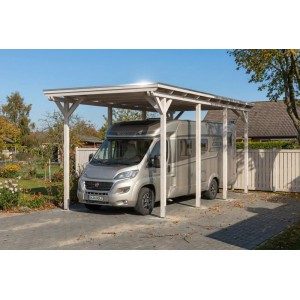 Skan Holz Carport Emsland Caravan Stahl-Dachplatten 402 cm x 846 cm Weiß