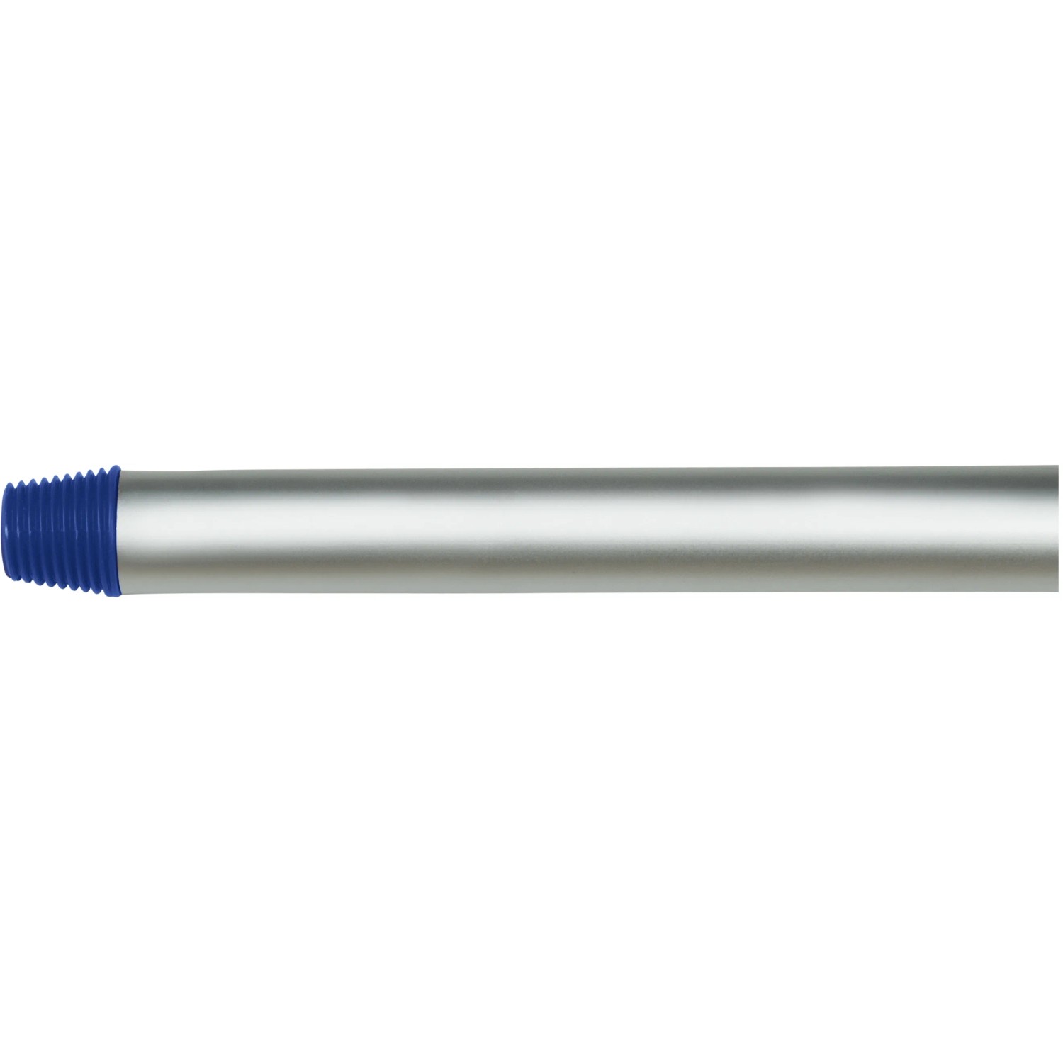 LUX Aluminiumstiel Professional, 140 cm, für Reinigungsgeräte. Silberfarben mit blauem Griff.