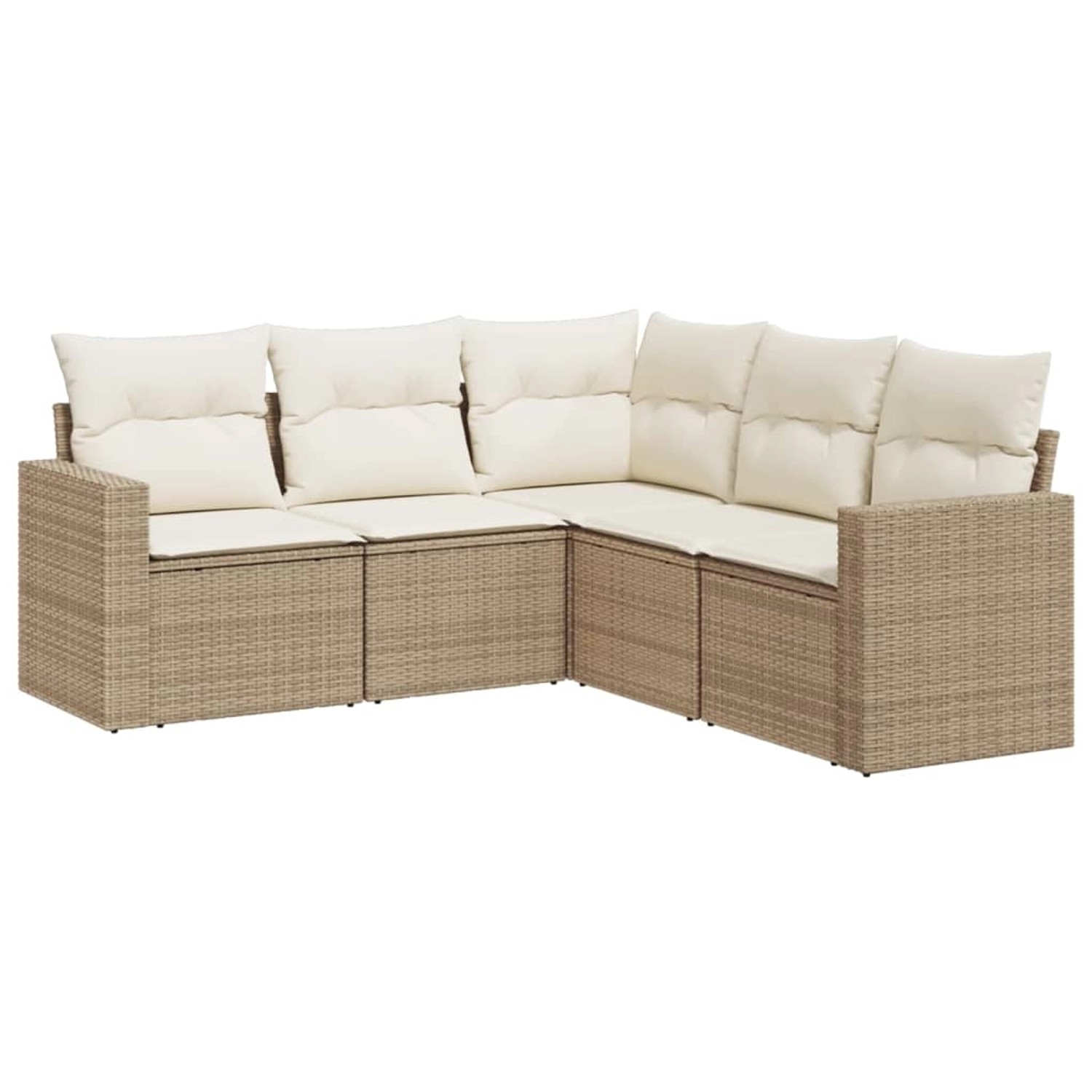 vidaXL 5-Tlg Garten-Sofagarnitur mit Kissen Beige Poly Rattan 3218938 günstig online kaufen