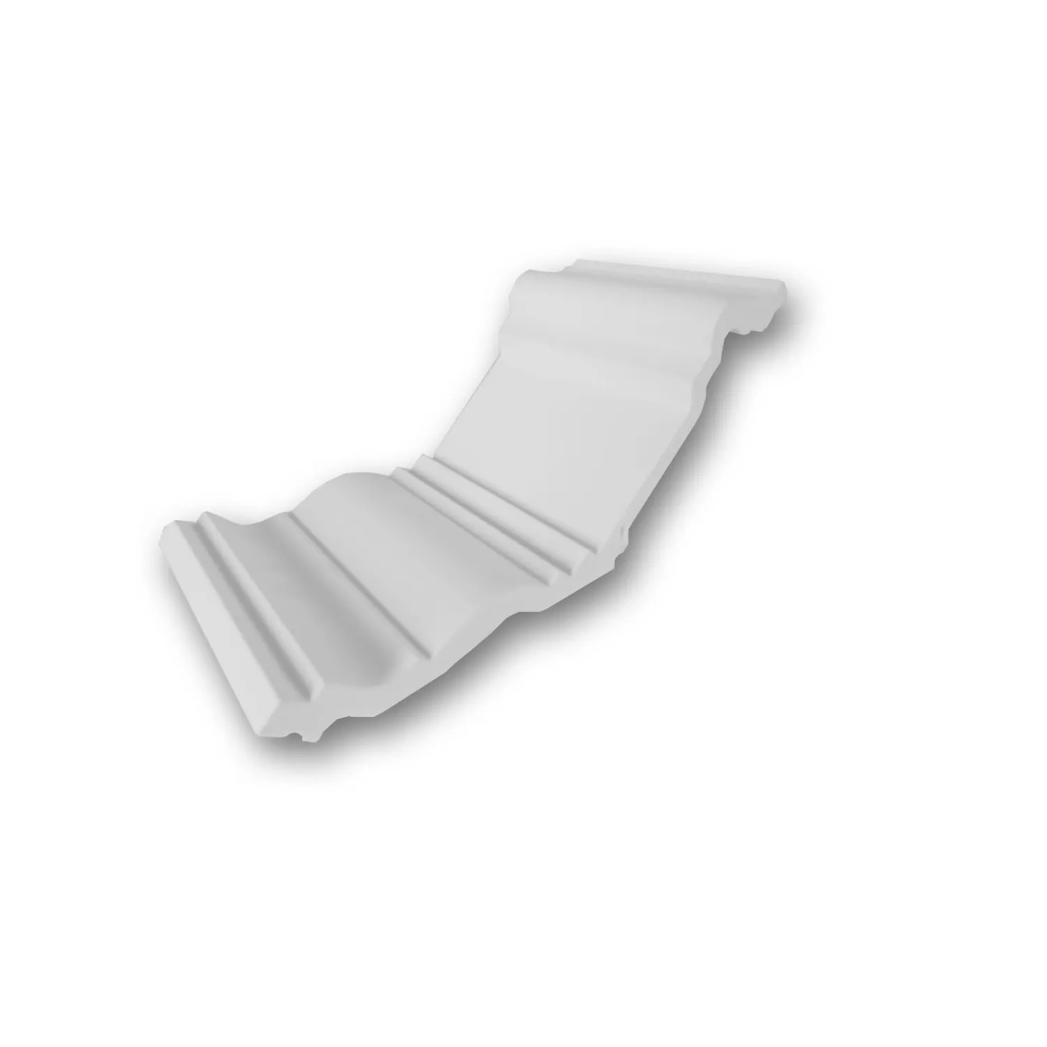 Weißes 10 cm Musterstück einer ORAC LUXXUS Eckleiste/Stuckleiste mit Zierprofil für Deckenplatten.