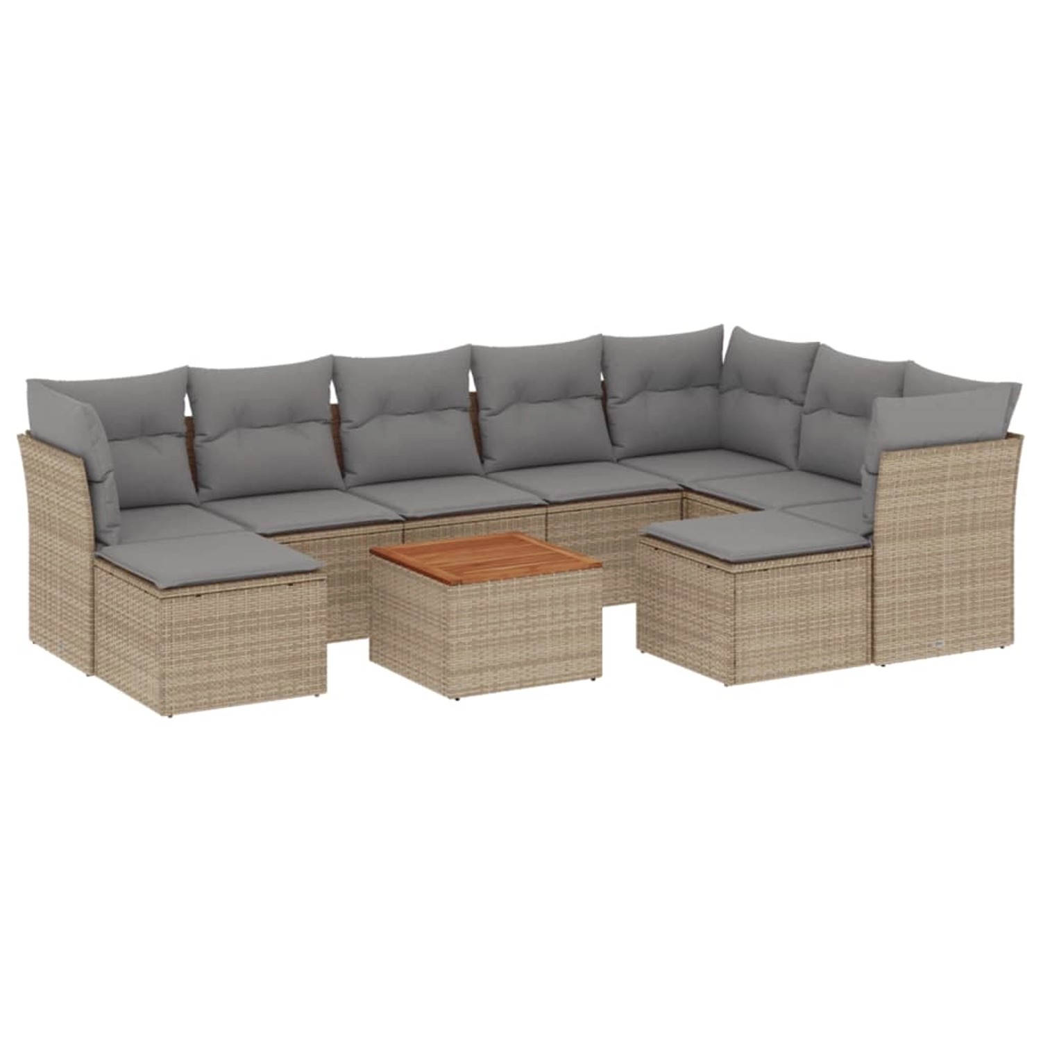 vidaXL 10-Tlg Garten-Sofagarnitur mit Kissen Beige Poly Rattan 3256297 günstig online kaufen