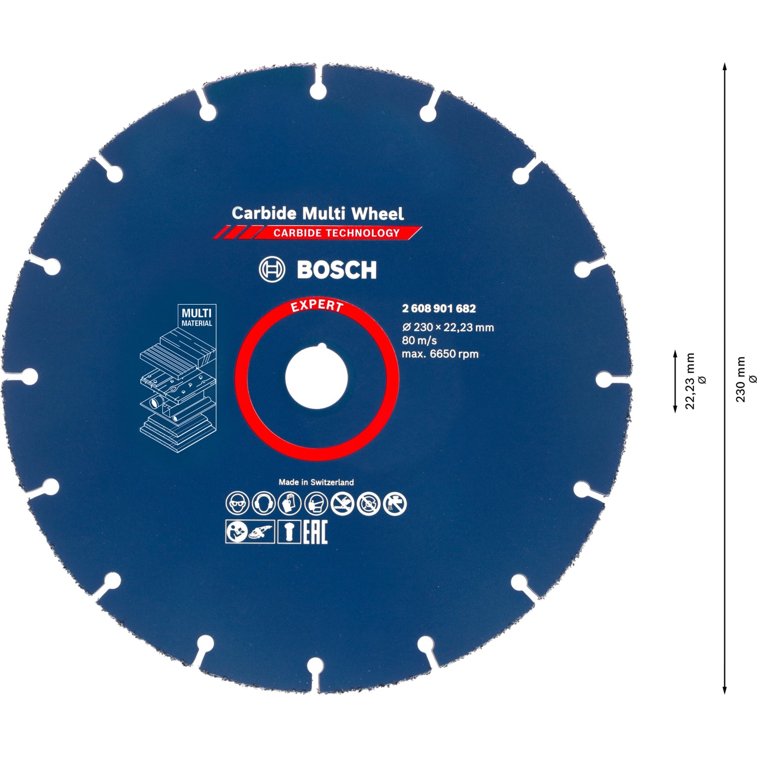 Bosch Expert Carbide Multi Wheel Trennscheibe, Ø 230 mm, für Winkelschleifer.
