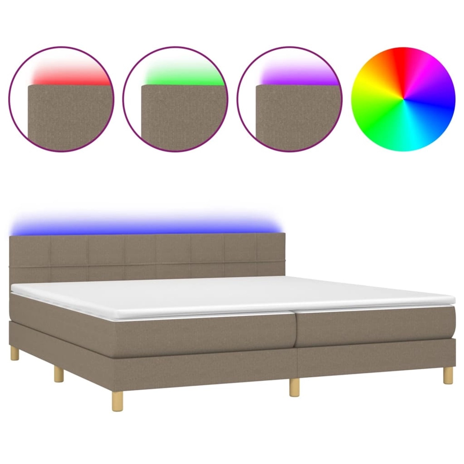 vidaXL Boxspringbett mit Matratze & LED Taupe 200x200 cm Stoff 3133745 günstig online kaufen