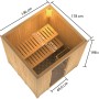 Woodfeeling Sauna Tromsö mit Ofen, bronzierter Glastür und zwei Saunabänken, Ansicht von oben.