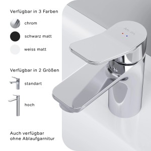 AM.PM Waschtischarmatur X-Joy Chrom, Standard-Größe. Waschbecken Armatur mit Klick-Ablauf.