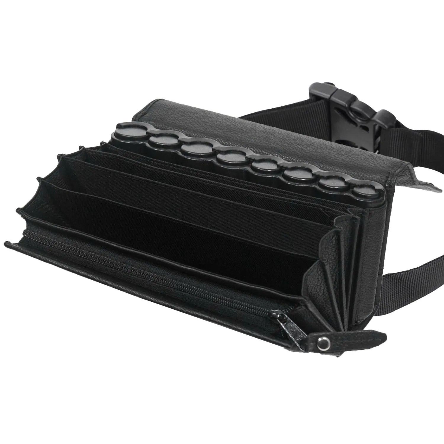 HMF 48830-02 Kellner Geldbörse Leder Gürtel Kellnertasche Euro-Geldwechsler und Reißverschlussfach 21 x 10 x 7 cm Schwar...