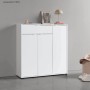 Weißer mokebo Schuhschrank "Der Concierge" mit zwei Türen und Schublade. Flurschrank oder Sideboard.