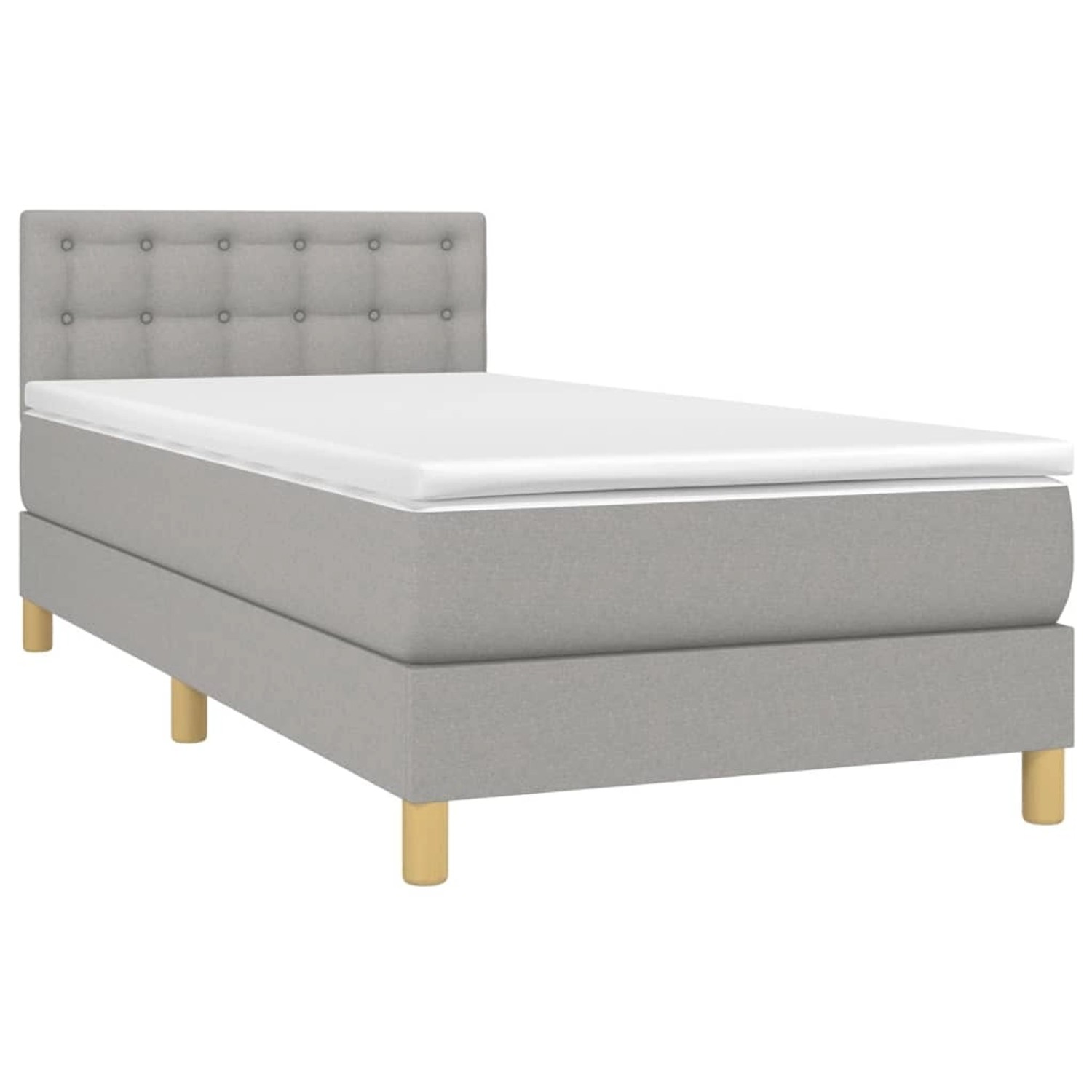 vidaXL Boxspringbett mit Matratze & LED Hellgrau 100x200 cm Stoff 3134013 günstig online kaufen