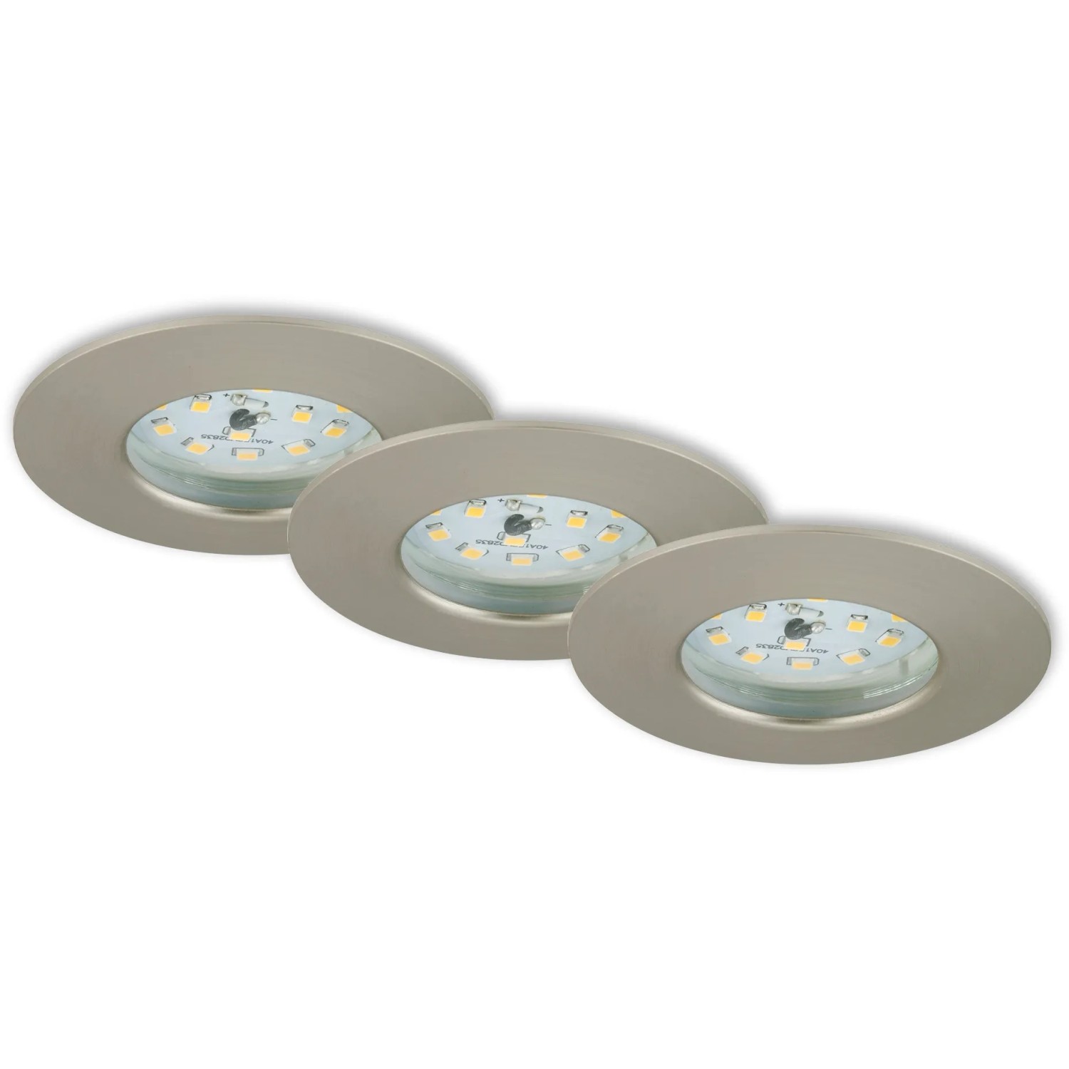Briloner LED-Einbauleuchten Attach, 3er-Set, Nickel matt, für den Innenbereich.