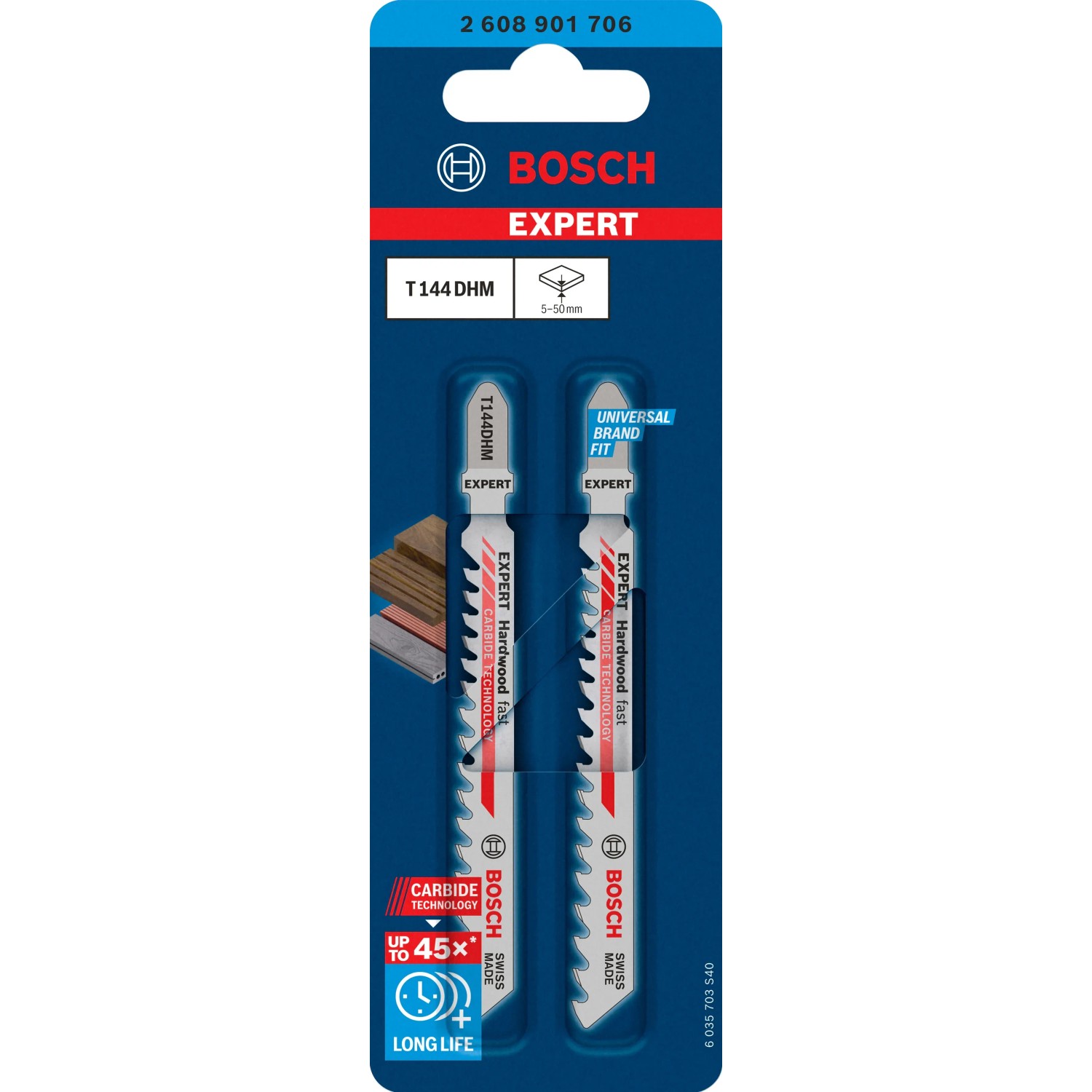 Bosch Expert Stichsägeblatt T 144 DHM, 2er-Pack. Sägeblätter für Holz und mehr.