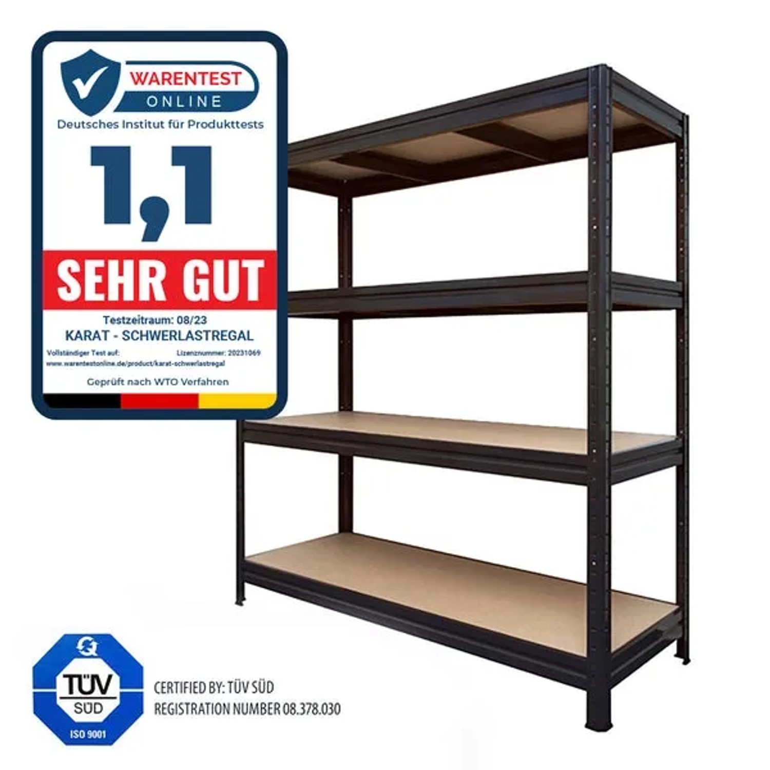 KARAT Schwerlastregal Weitspannregal - Schwarz - Gesamtlast 1500 kg - 177 x 160 x 60 cm_4