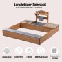 roba Sandkasten Teak mit Matschküche aus Holz. Robuster Kindersandkasten mit Spielwanne, Wasserhahn und Sitzbank.