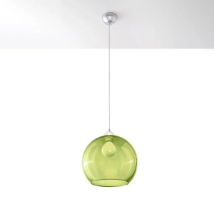 Grüne Sollux Lighting Hängeleuchte Ball mit runder Glasform. Moderne Lampe für Wohnzimmer und Esszimmer.