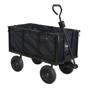 BERLINLODGE Bollerwagen All Black 205L mit Gitterauflage HxBxT 96x53x105cm Traglast 550kg Schwarz Gartenwagen Handwagen Transportwagen