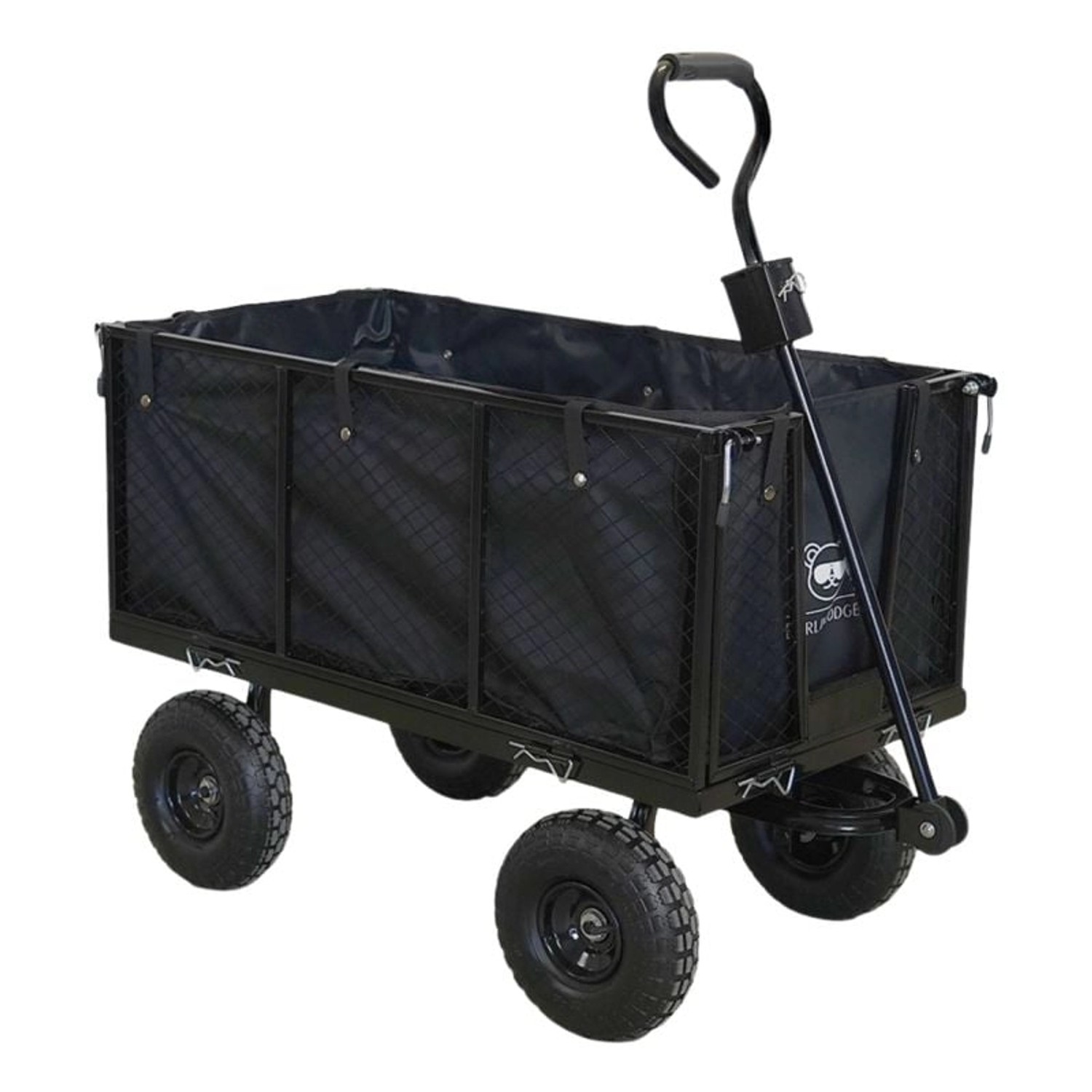BERLINLODGE Bollerwagen All Black 205L mit Gitterauflage HxBxT 96x53x105cm Traglast 550kg Schwarz Gartenwagen Handwagen ...