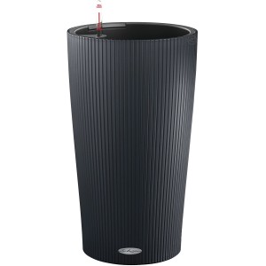 Lechuza Cilindro Color Pflanzgefäß, Ø 23 cm, Schiefergrau, geriffelte Oberfläche.