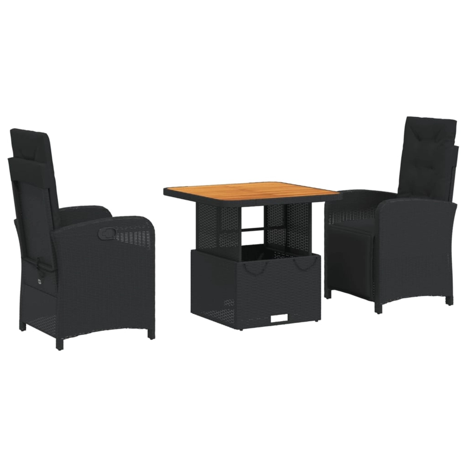 vidaXL 3-Tlg Garten-Essgruppe mit Kissen Schwarz Poly Rattan 3277327 günstig online kaufen