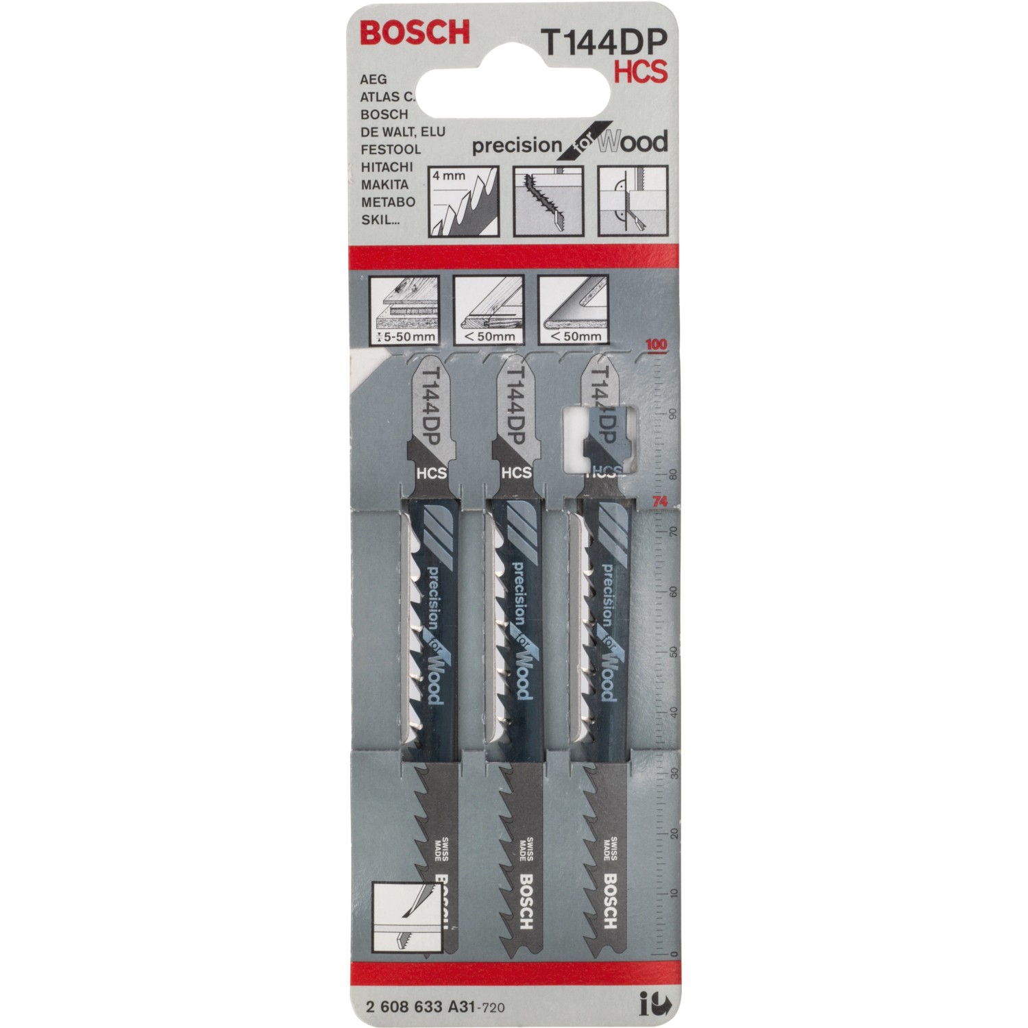 Bosch Stichsägeblatt T 144 DP Precision for Wood 3er-Pack