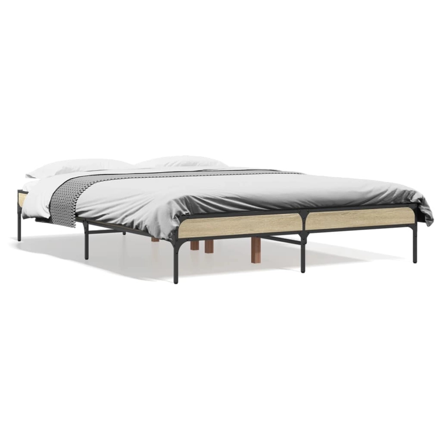 vidaXL Bettgestell Sonoma-Eiche 140x190 cm Holzwerkstoff und Metall 845037 günstig online kaufen