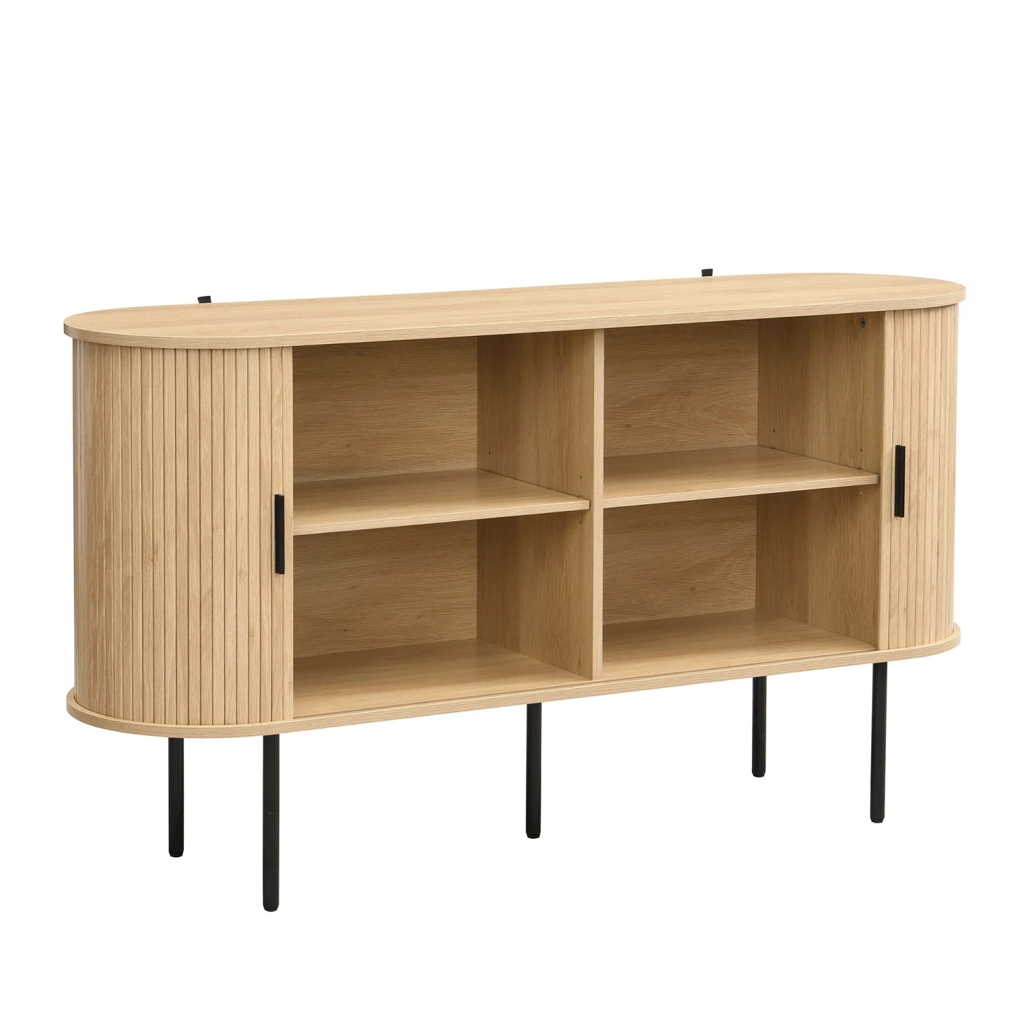okwish Sideboard mit Rolljalousie Türen Wohnzimmer 140x40x78cm Natur