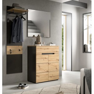 Inn.Furn Garderoben-Set 3-teilig in Eiche und Grau 140 cm Cooper