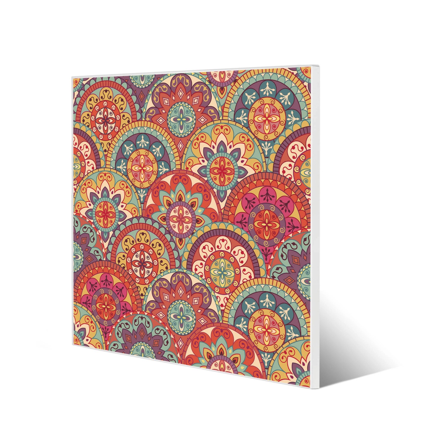 Banjado Magnettafel 50x50 mit Rosetten-Motiv. Weiße Magnetwand/Pinnwand inkl. 4 Magnete.