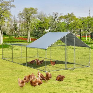 Costway Freilaufgehege Hühnerhaus mit Dach & Tür & Riegel 3 x 6 m