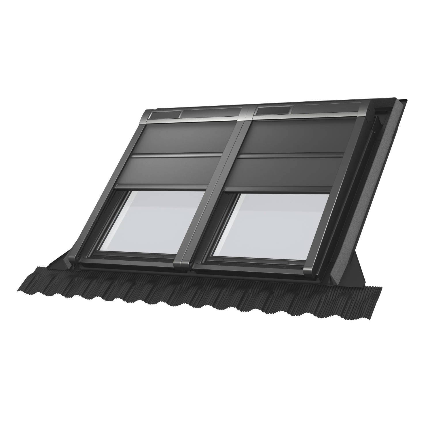 Velux Hitzeschutz-Markise & Verdunkelung SSS MK04, elektrisch solarbetrieben, in Schwarz für Dachfenster.