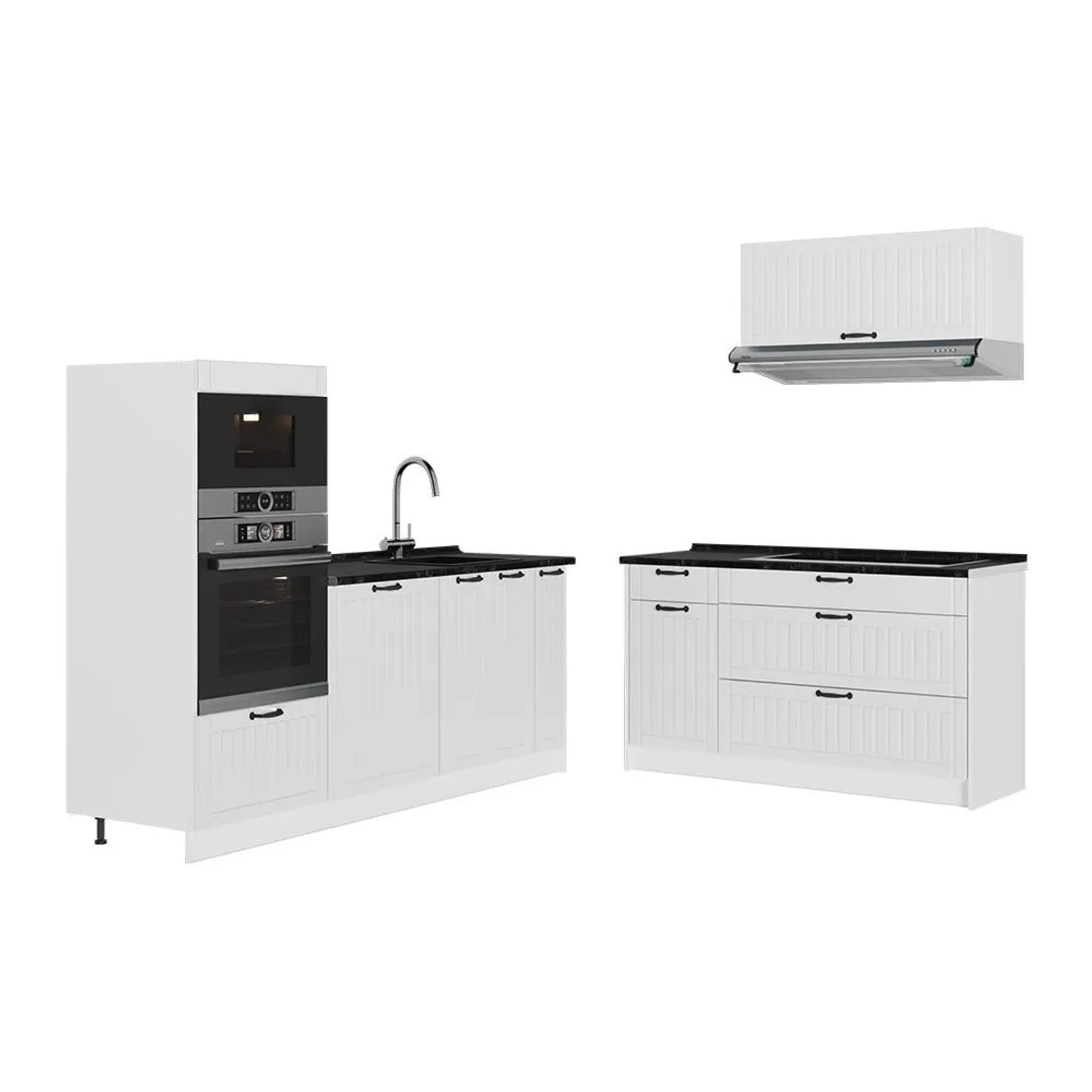 Vicco Küchenzeile Fame-Line Weiß Landhaus/Weiß 340 x 154 AP Anthrazit Art Nr 63945