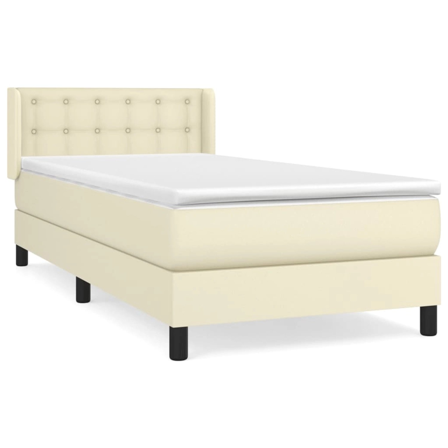 vidaXL Boxspringbett mit Matratze Creme 100x200 cm Kunstleder 3130765 günstig online kaufen