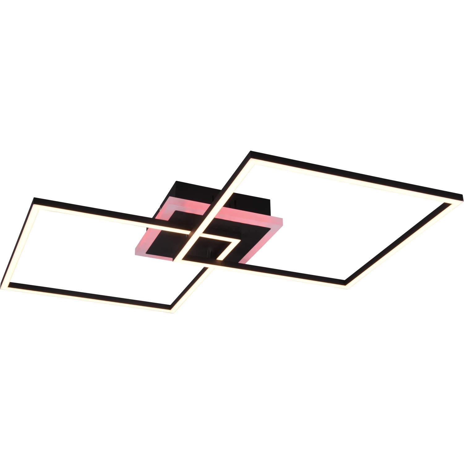 Moderne LED-Deckenleuchte Arribo, schwarz matt, mit RGBW-Funktion für stimmungsvolle Beleuchtung.