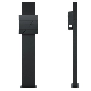 ML-Design Standbriefkasten in Anthrazit mit Zeitungsfach und 170cm Pfosten.