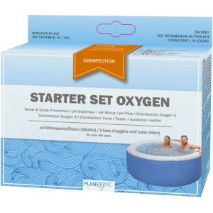 Planet Spa Wasserpflege Starterset für Whirlpools mit Sauerstoff, zur Desinfektion und pH-Wert Regulierung.