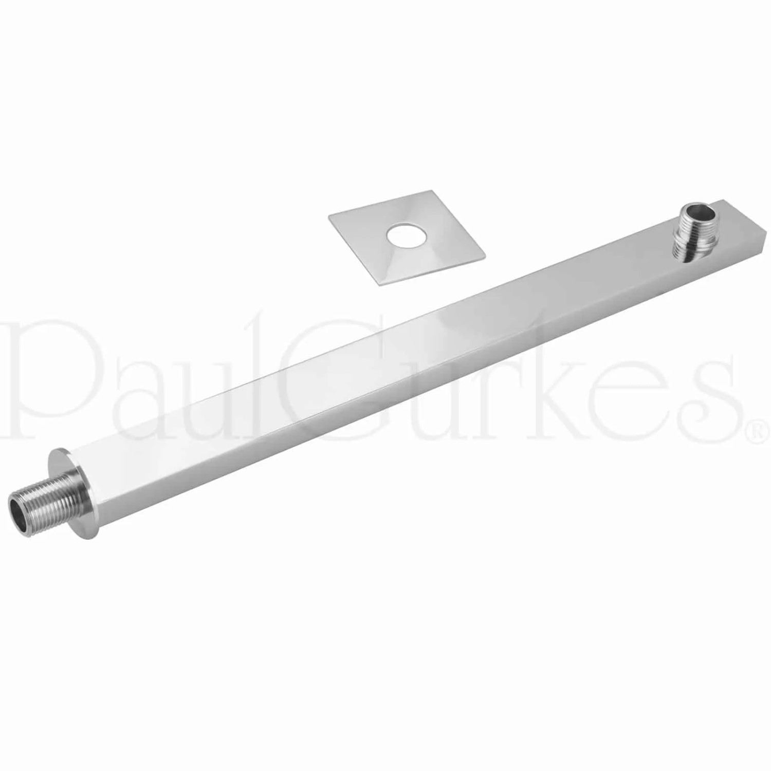 PaulGurkes Wandarm für Kopfbrause, eckig, verchromt, zur Montage im Duschsystem.