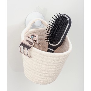 Wenko Aufbewahrungskorb Soria, weiß, mit Haarbürste und Haarspange, Baumwollkorb.