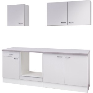 Flex-Well Küchenzeile Wito, 210 cm, Weiß, ohne E-Geräte: Unterschränke, Hängeschränke, Arbeitsplatte.