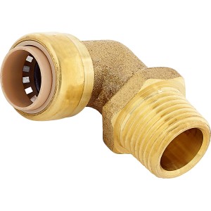 Steck-Winkel aus Messing, 15 mm x 21 mm (R 1/2), für Heizung und Wasserinstallation.