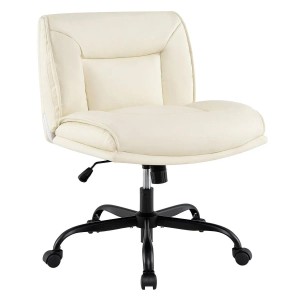 Costway Schneidersitz Stuhl mit Rollen Drehstuhl Ohne Armlehnen Beige